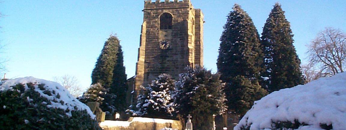 Broughton Parish Church in the winter